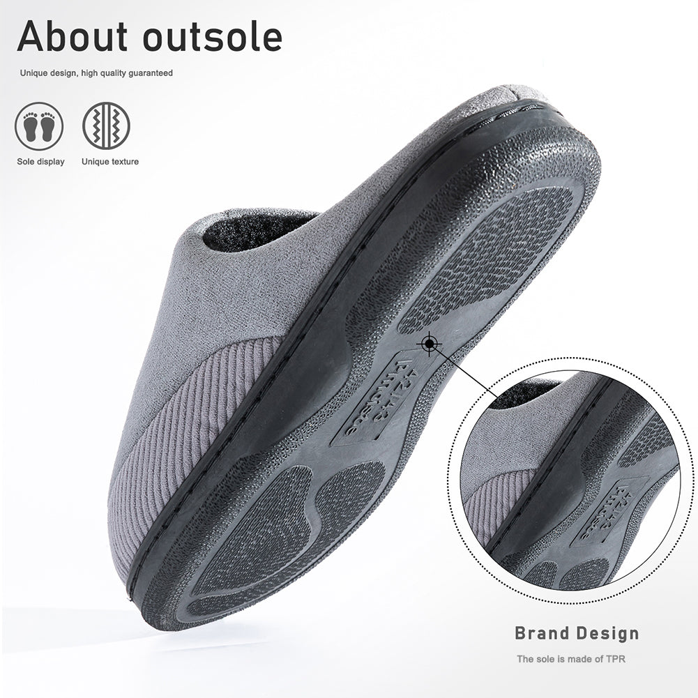 House Slippers For Men Corduroy Patchwork Design Winter Home Shoes indoor
