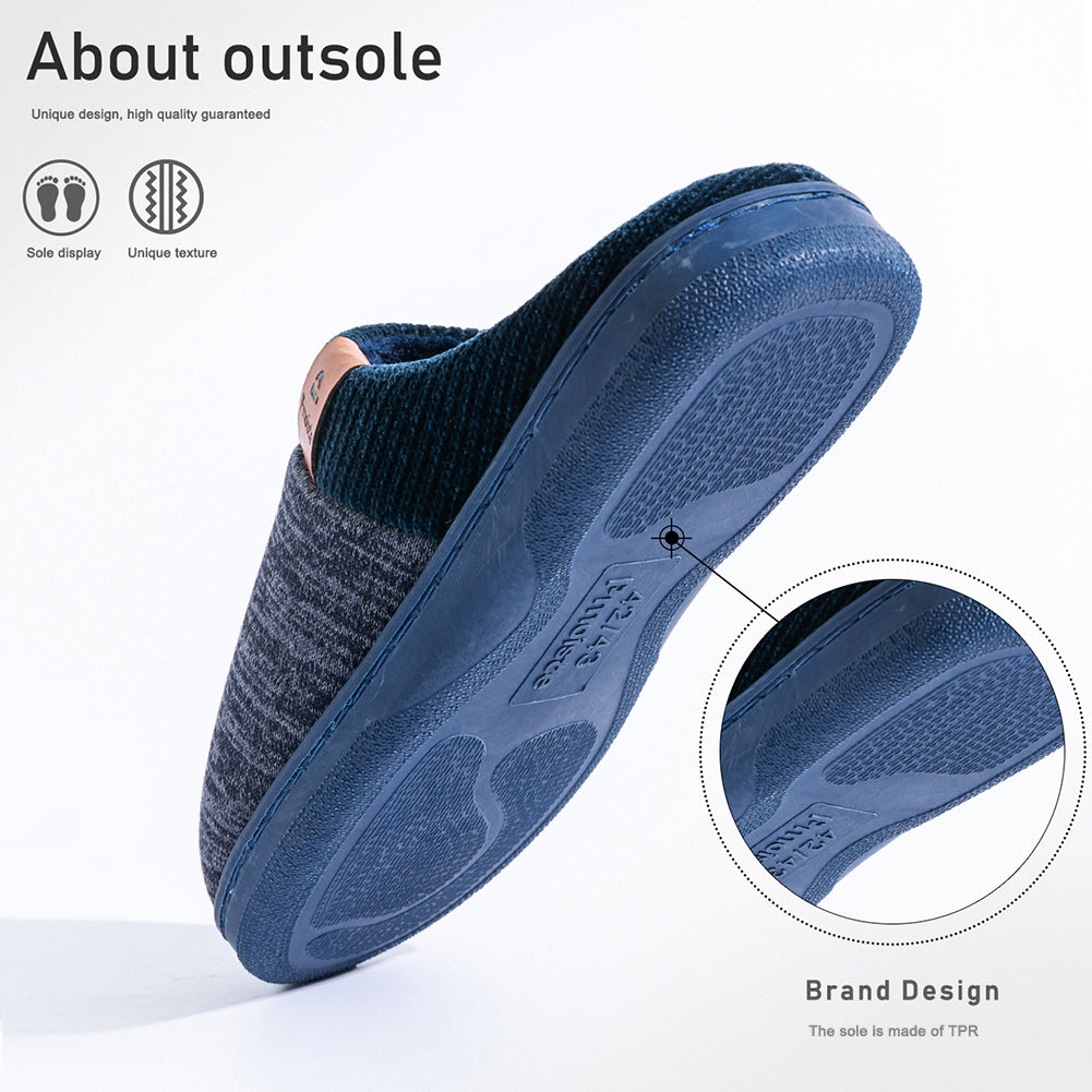 House Slippers For Men  Knitted Splicing Design Winter Home Shoes Indoor