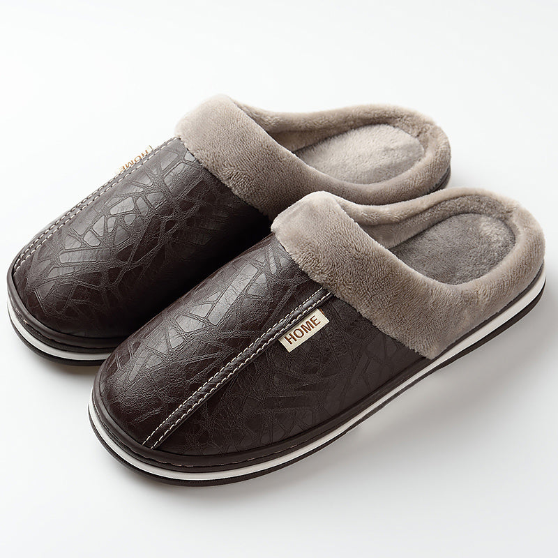 TPR Lightweight Slippers B | Men Winter Slippers with PU Leather