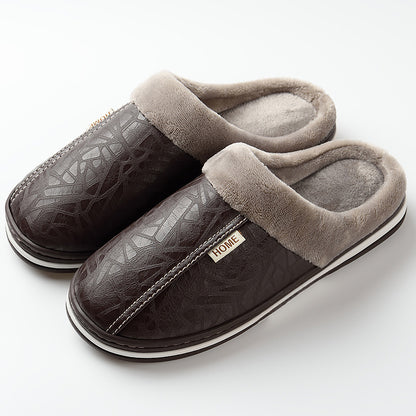 TPR Lightweight Slippers B | Men Winter Slippers with PU Leather