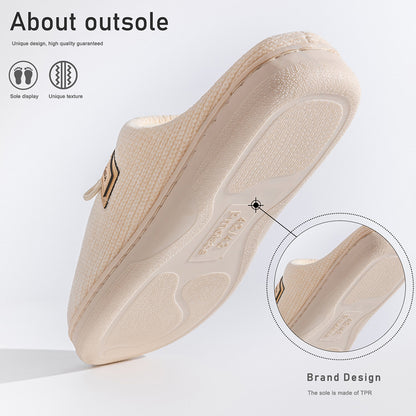 House Slippers For Men Women Knitted Stripe Winter Home Shoes Indoor