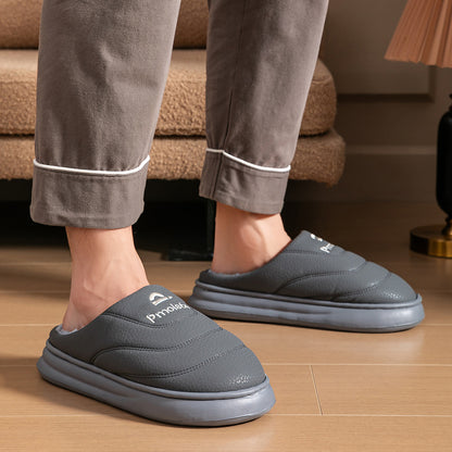 House Slippers For Men Women Sewing Design Winter Home Shoes Indoor PU