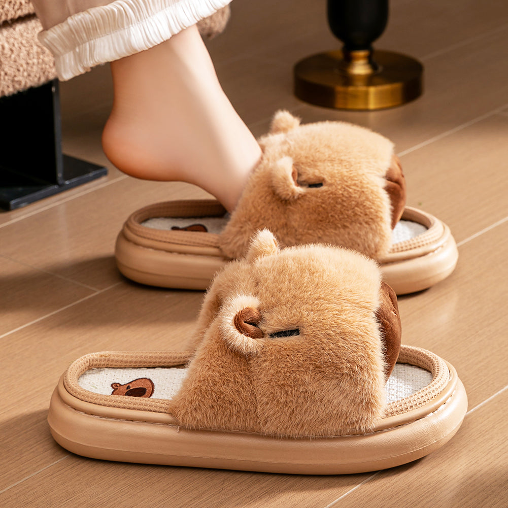 House Slides For Women Animal Capybara House Slippers For Women Furry Platform EVA Home Shoes
