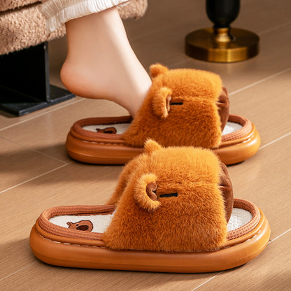 House Slides For Women Animal Capybara House Slippers For Women Furry Platform EVA Home Shoes