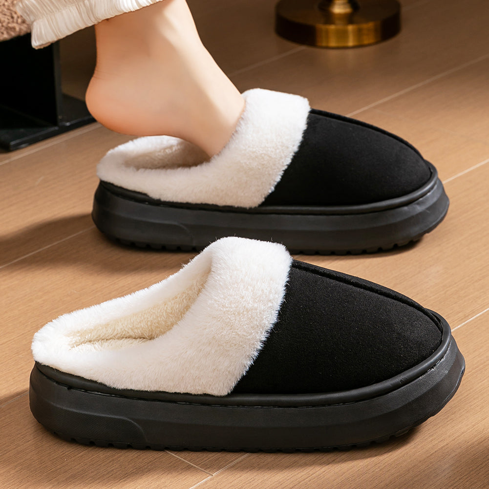 House Slippers For Women Suede Platform Furry Winter Home Shoes Indoor