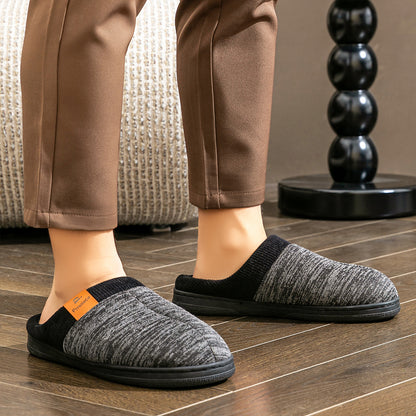 House Slippers For Men  Knitted Splicing Design Winter Home Shoes Indoor