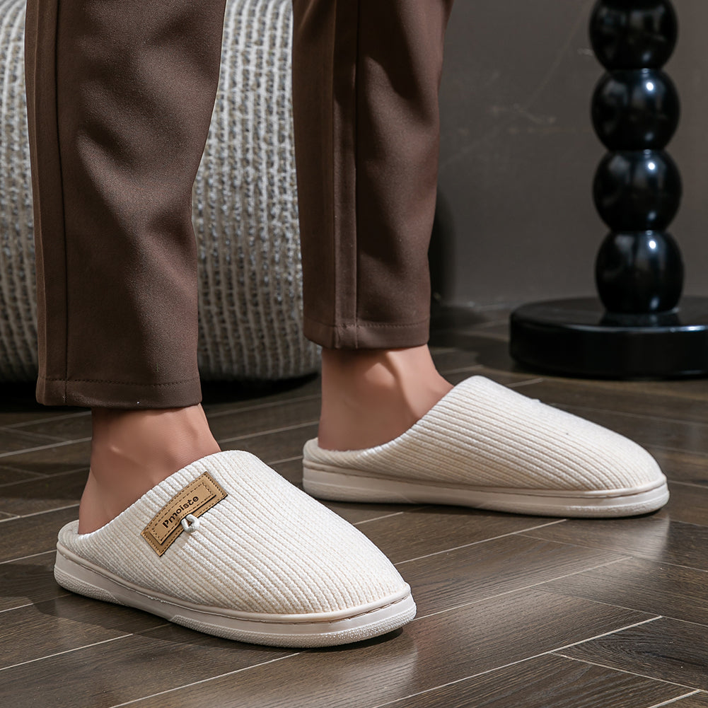 House Slippers For Men Women Knitted Stripe Winter Home Shoes Indoor
