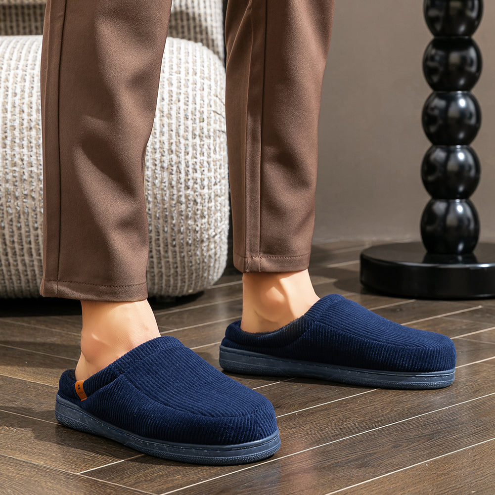 House Slippers For Men  Corduroy Stripe Winter Home Shoes Indoor