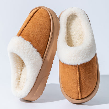 House Slippers For Women Suede Platform Furry Winter Home Shoes Indoor