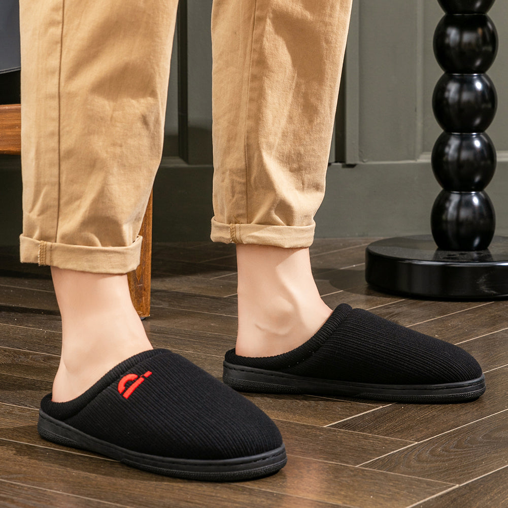 House Slippers For Men  Knitted embroidered Winter Home Shoes Indoor