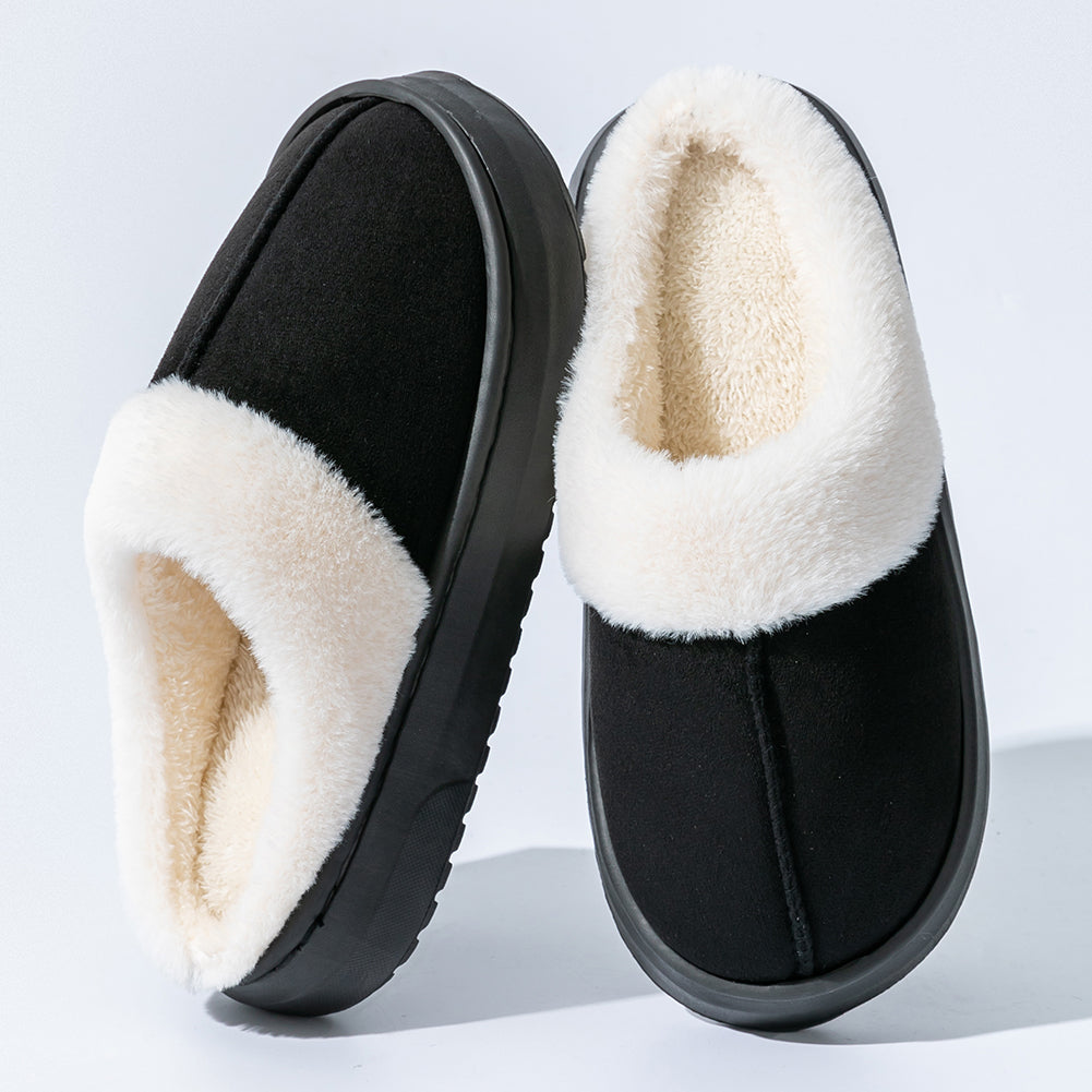 House Slippers For Women Suede Platform Furry Winter Home Shoes Indoor