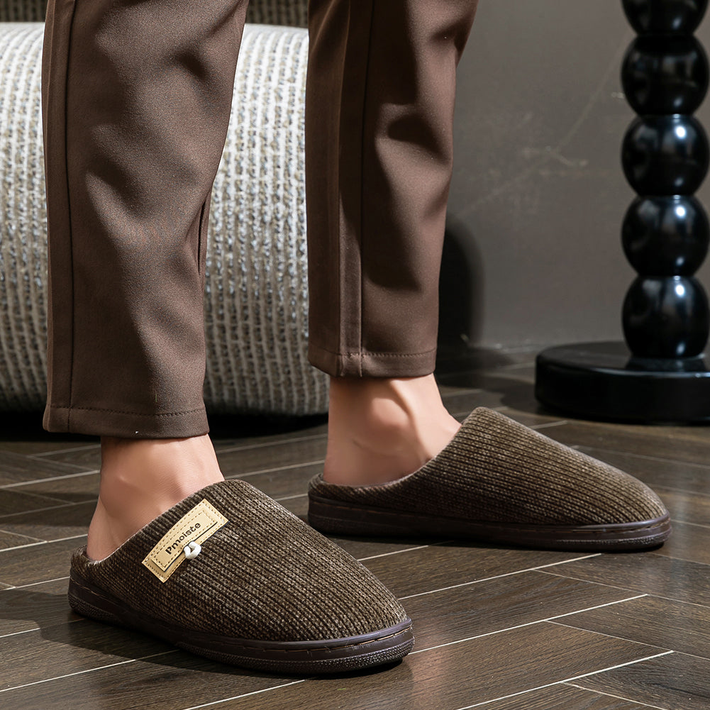 House Slippers For Men Women Knitted Stripe Winter Home Shoes Indoor