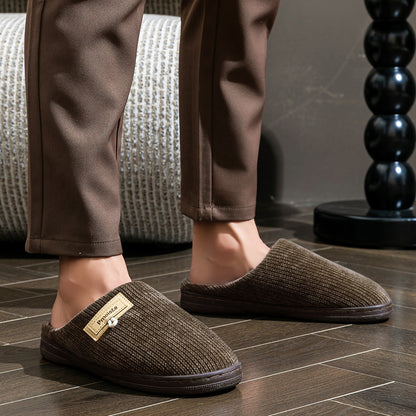 House Slippers For Men Women Knitted Stripe Winter Home Shoes Indoor