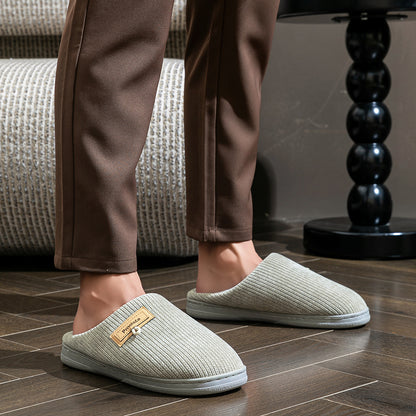 House Slippers For Men Women Knitted Stripe Winter Home Shoes Indoor