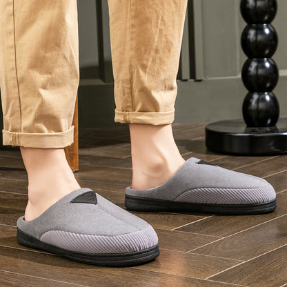 House Slippers For Men Corduroy Patchwork Design Winter Home Shoes indoor
