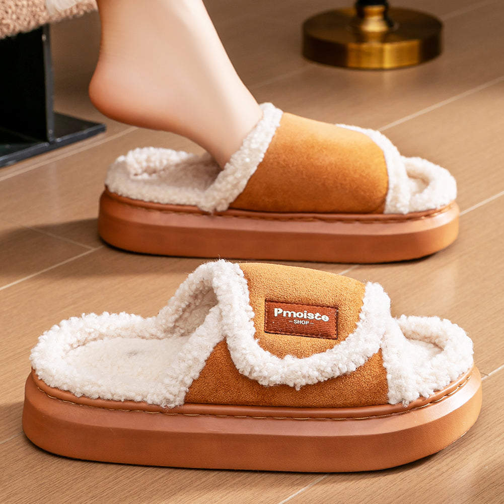 House Slides For Women Velcro Fuzzy House Slippers For Women Platform