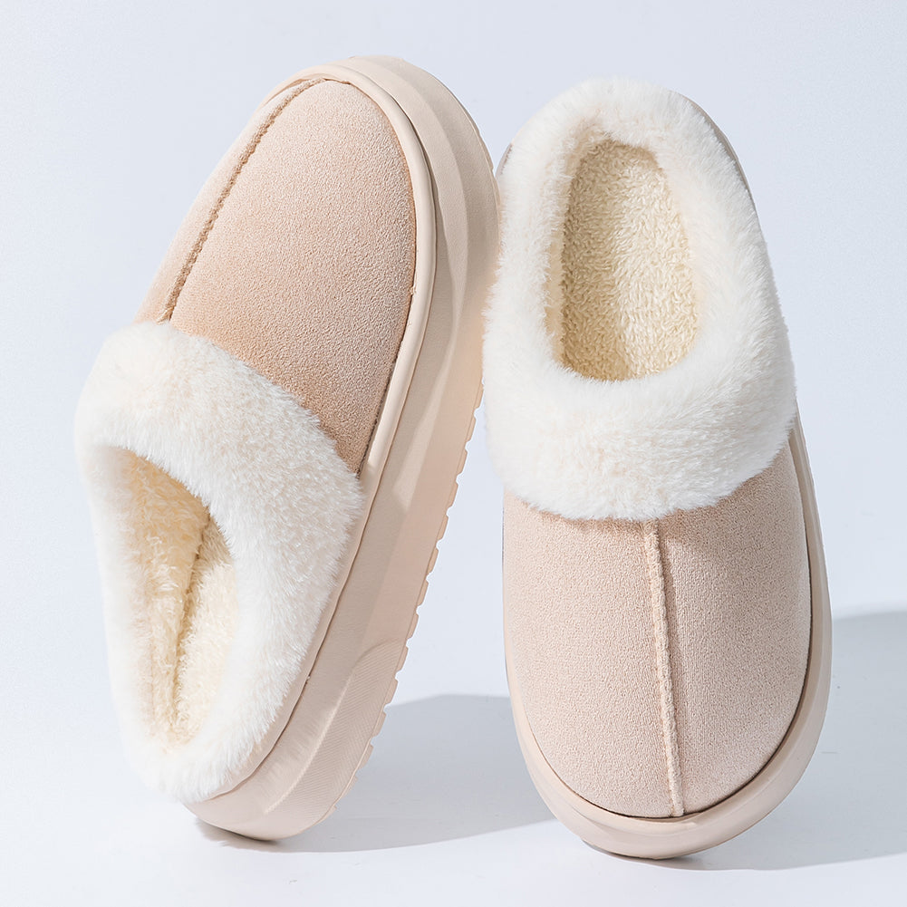 House Slippers For Women Suede Platform Furry Winter Home Shoes Indoor