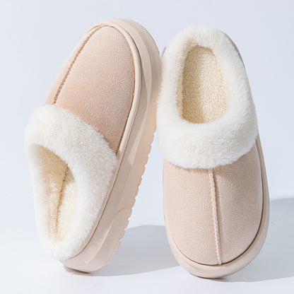 House Slippers For Women Suede Platform Furry Winter Home Shoes Indoor