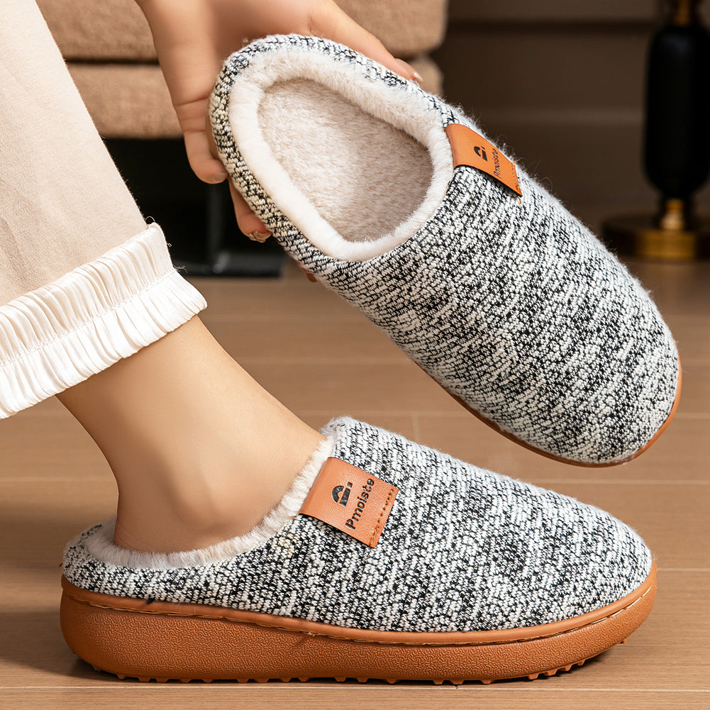 House Slippers For Women Knitted Patchwork Design Winter Home Shoes Warm