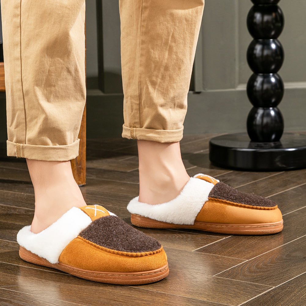 House Slippers For Men Suede Felt Winter Home Shoes indoor outdoor