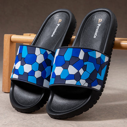 Slippers For Men Geometric Camouflage Soft Non Slip Summer Shoes