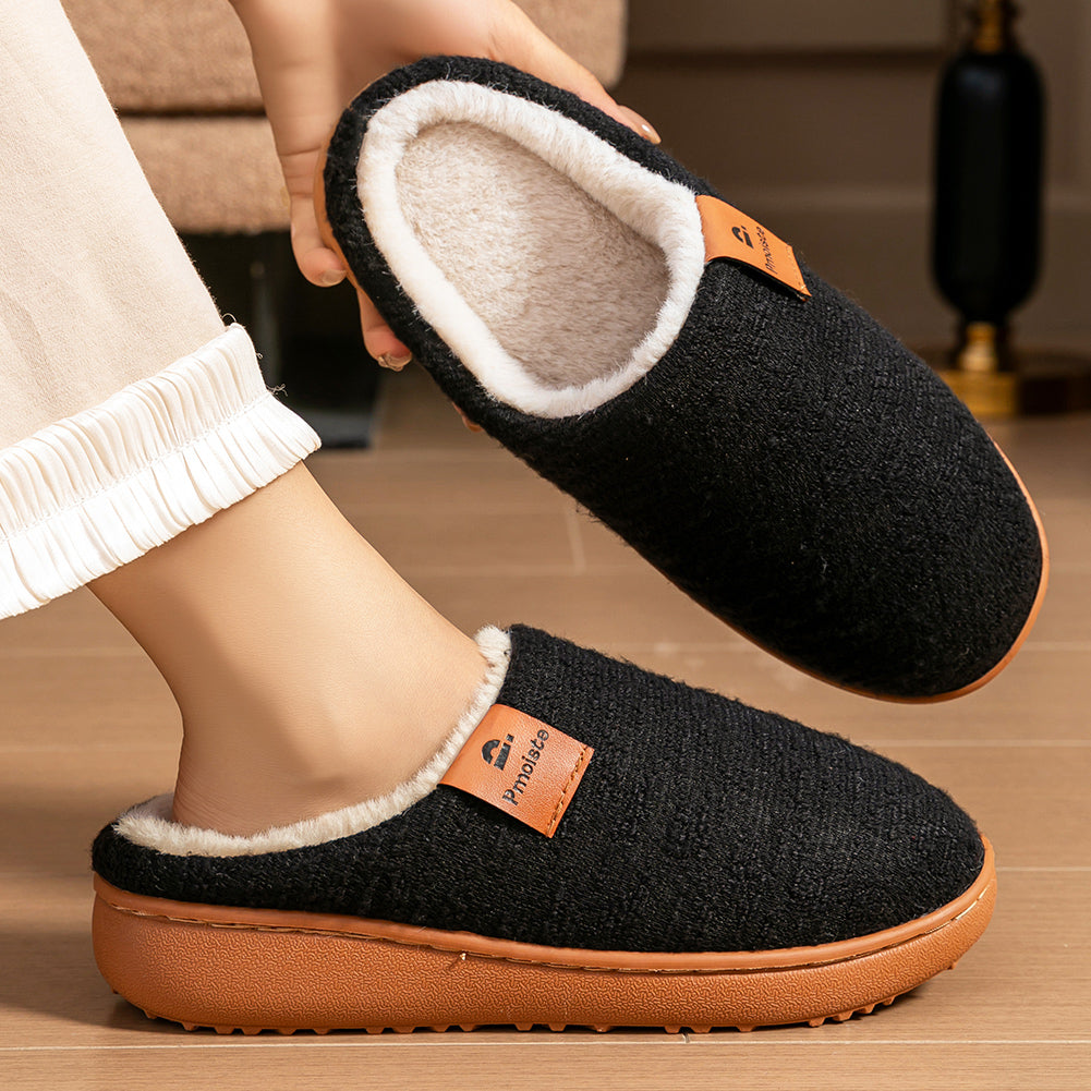 House Slippers For Women Knitted Patchwork Design Winter Home Shoes Warm