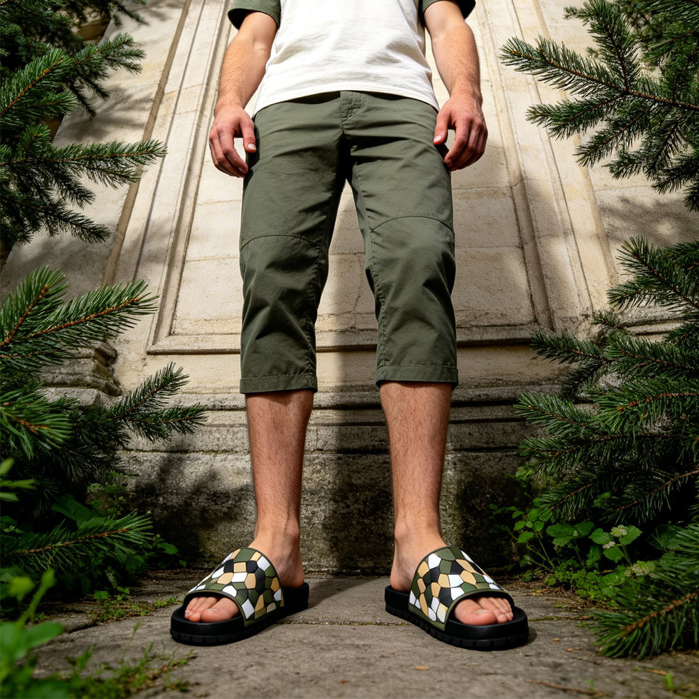 Slippers For Men Geometric Camouflage Soft Non Slip Summer Shoes