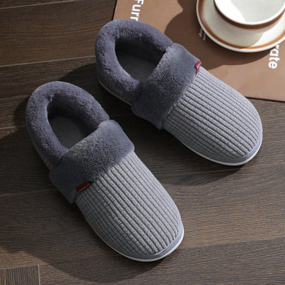 House Slippers For Men Flannel Plaid Fuzzy Plush Winter Home Shoes
