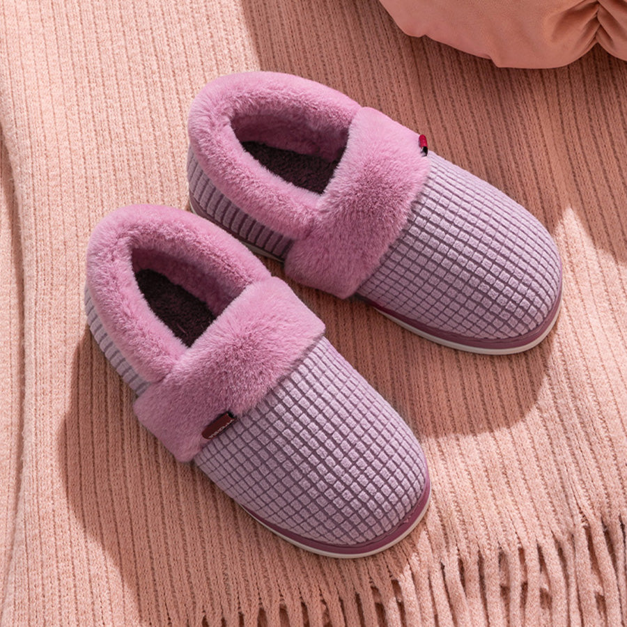 House Slippers For Women Flannel Plaid Fuzzy Plush Winter Home Shoes
