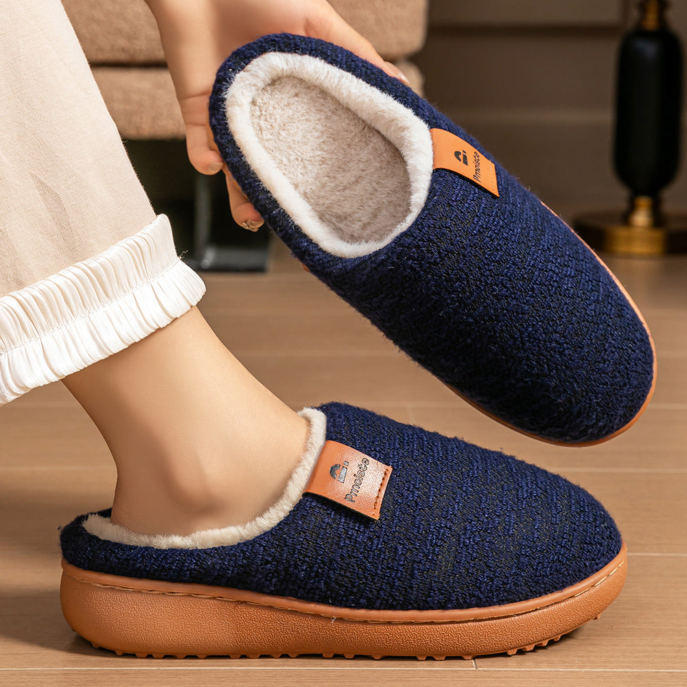 House Slippers For Women Knitted Patchwork Design Winter Home Shoes Warm