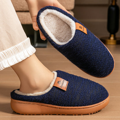 House Slippers For Women Knitted Patchwork Design Winter Home Shoes Warm