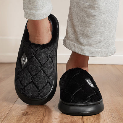 EVA Platform Slippers B | Fashion Badge Faux Fur Lined
