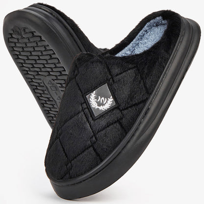 EVA Platform Slippers B | Fashion Badge Faux Fur Lined