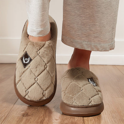 EVA Platform Slippers B | Fashion Badge Faux Fur Lined