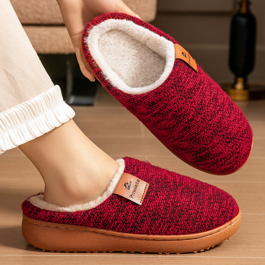 House Slippers For Women Knitted Patchwork Design Winter Home Shoes Warm
