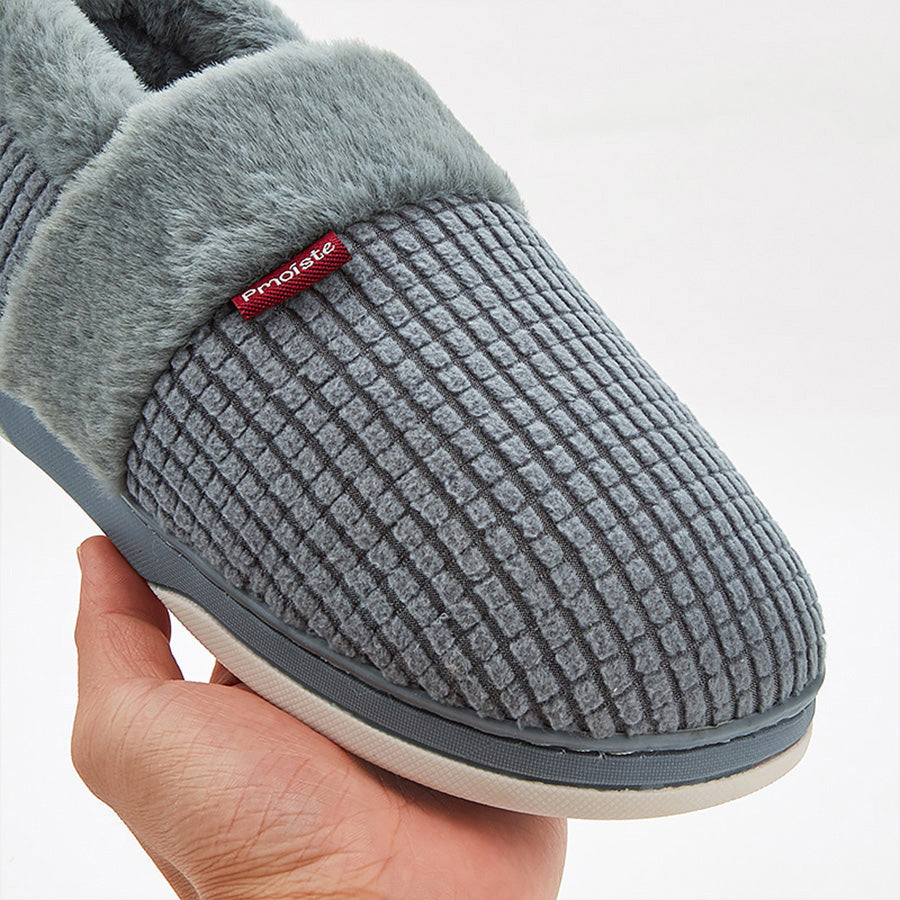 House Slippers For Men Flannel Plaid Fuzzy Plush Winter Home Shoes