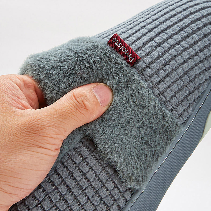 House Slippers For Men Flannel Plaid Fuzzy Plush Winter Home Shoes