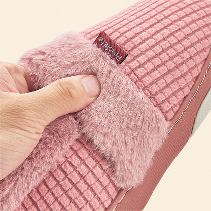 House Slippers For Women Flannel Plaid Fuzzy Plush Winter Home Shoes